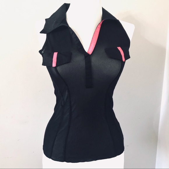 *SALE* Cache Cache Paris Y2K Collared Mesh Tank Top - Picture 7 of 9